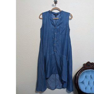 Sharagano Chambray Style High-Low Sleeveless Dress - Size Medium